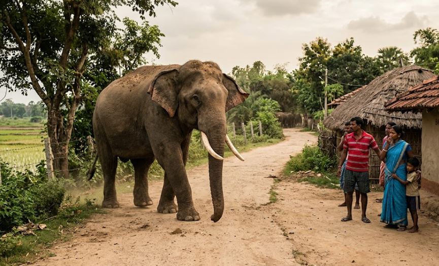 Wild Elephant Separated from Herd Sparks Fear in Odisha's Banki